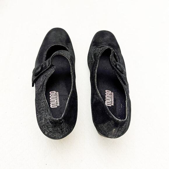 Munro Black Leather Mary Jane Wedge Rubber Sole Comfort Shoes Size 8 - Picture 2 of 8